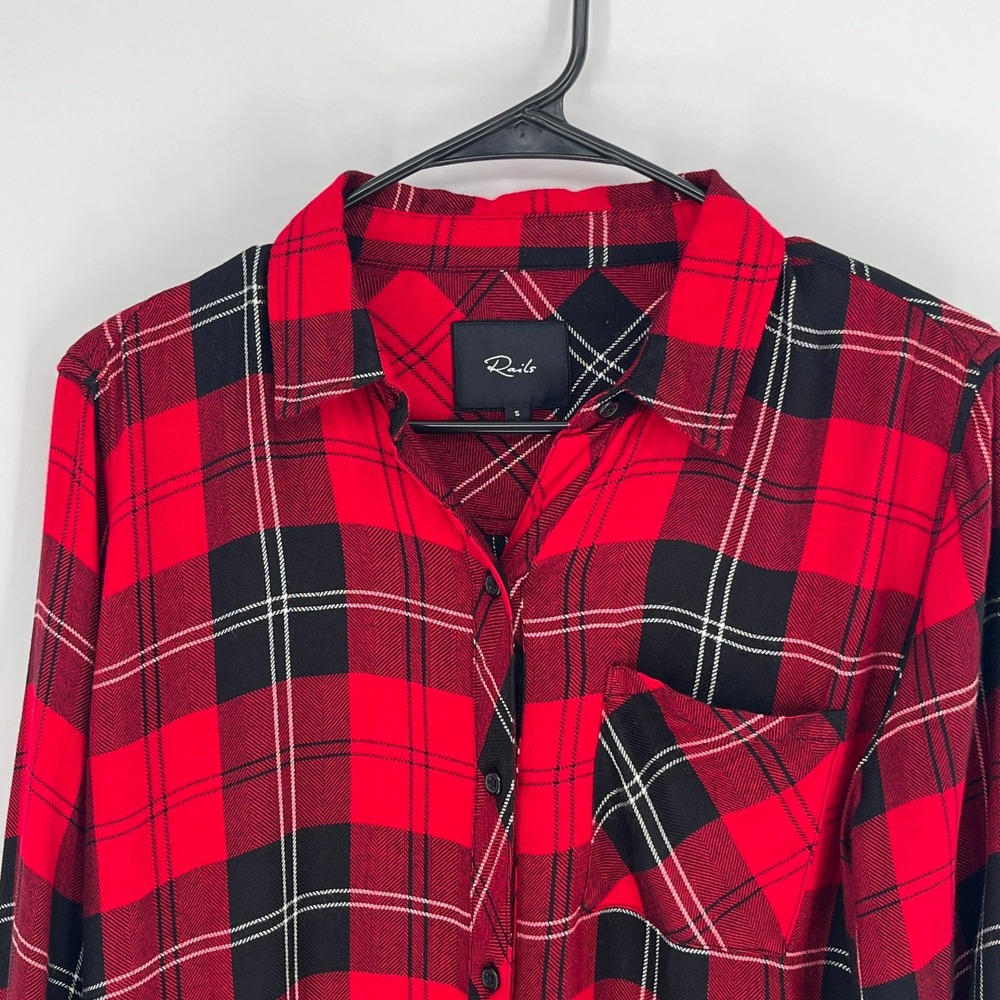 Rails Hunter Plaid Shirt SM Red Black Holiday Cozy Y2K Soft Flannel Button Down‎ - Picture 7 of 12